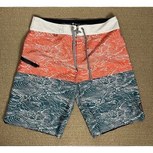 Roark Revival‎ Men's Board Shorts Size 31 Orange Green No Mesh